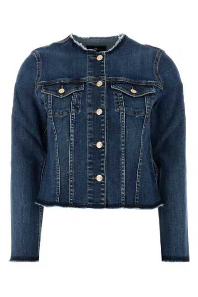 Seven For All Mankind Giubbino Vicky In Denim Stretch  Donna In Blue