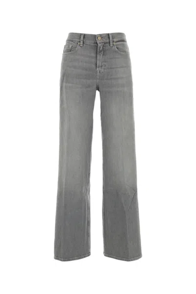 Seven For All Mankind Grey Stretch Denim Lotta Jeans In Gray