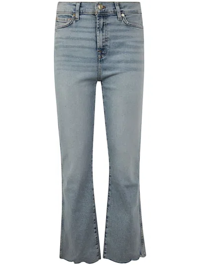 Seven For All Mankind Hw Slim Kick Luxe Vintage Sunday With Distressed Hem In Blue