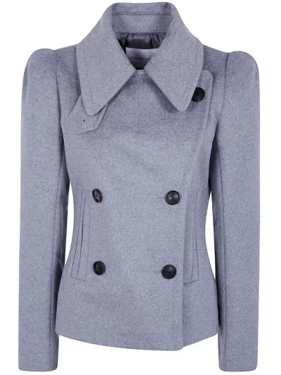 Seven For All Mankind Jacket Double Breasted "high Shoulder" In Gray