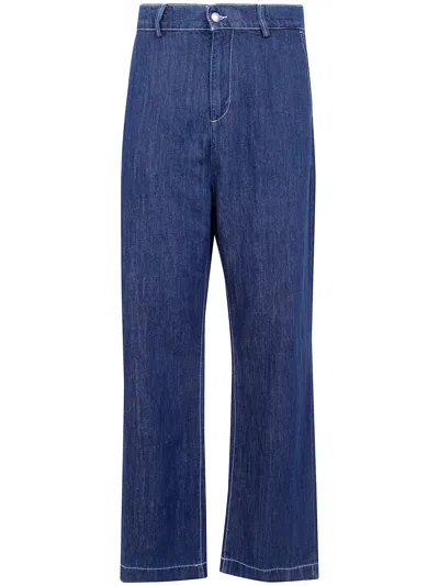 Seven For All Mankind Jeans Gamba Larga "wide Leg Chino" In Blue