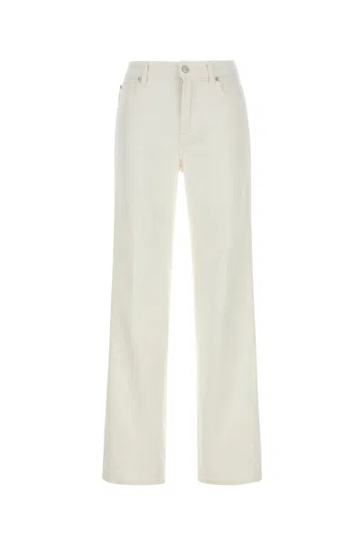 Seven For All Mankind White Stretch Denim Stovepipe Jeans