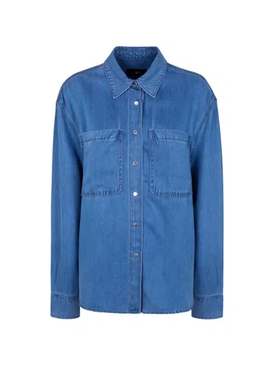 Seven For All Mankind Oversized Lyocell Shirt In Blue