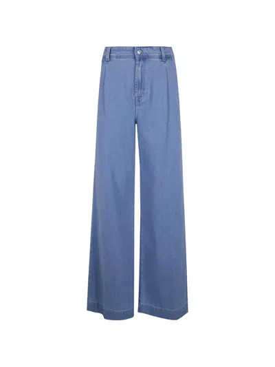 Seven For All Mankind Seaplated Pinces Wide Leg Jeans In Blue