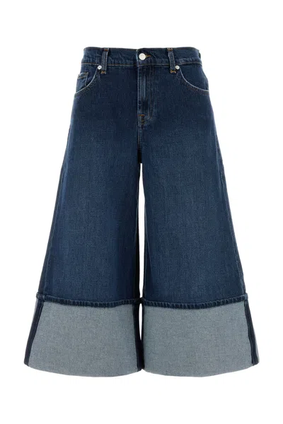 Seven For All Mankind Stretch Denim Radar Wide-leg Jeans In Blue