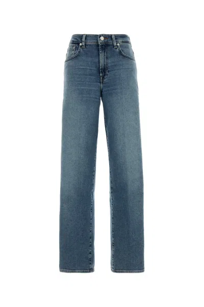 Seven For All Mankind Stretch Denim Stovepipe Jeans In Blue