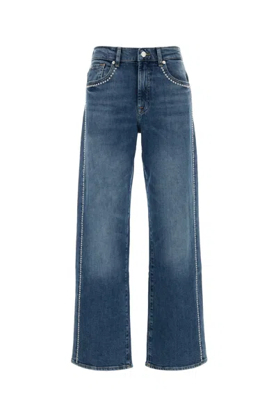 Seven For All Mankind Stretch Denim Stovepipe Jeans In Blue