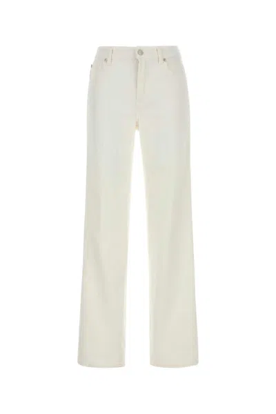 Seven For All Mankind White Stretch Denim Stovepipe Jeans