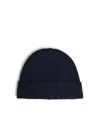 Seven Gauge Black Wool Beanie In Blue
