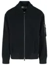 Seven Gauge Black Wool Bomber Jacket In Blue