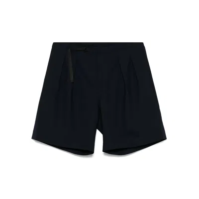 Seven Gauge Tropical Wool Blend Shorts In Blue