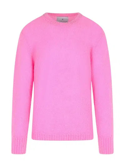 Seven Gauge Bouclet Crewneck Sweater In Pink