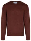 Seven Gauge Brown Alpaca Blend Sweater In Burgundy