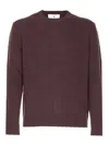 Seven Gauge Wool Crewneck Sweater In Burgundy