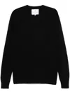 Seven Gauge Textured Black Crewneck Sweater With Relaxed Fit In Black