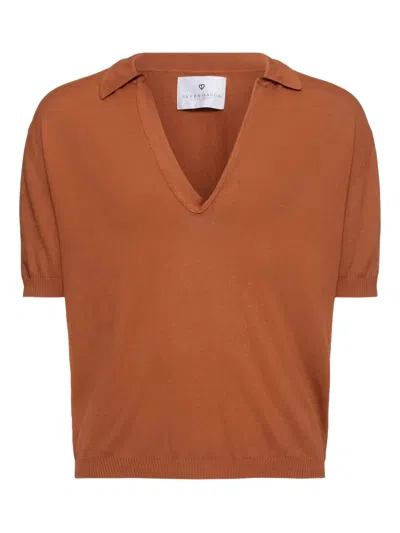 Seven Gauge Cotton Polo Shirt In Brown