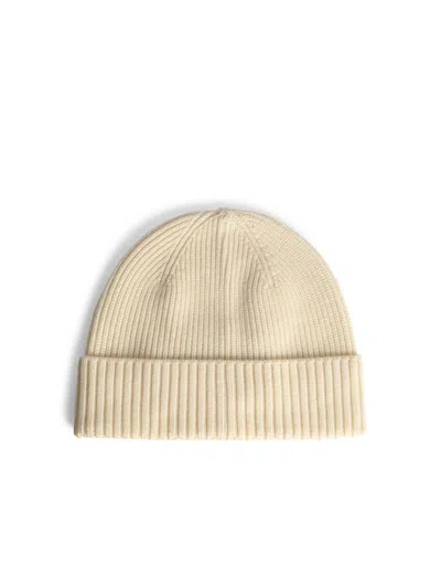Seven Gauge Cream Wool Beanie In Neutral