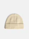 Seven Gauge Cream Wool Beanie In White