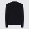 Seven Gauge Dark Blue Wool Knitwear In Black
