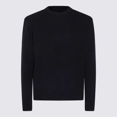 Seven Gauge Dark Blue Wool Knitwear In Black