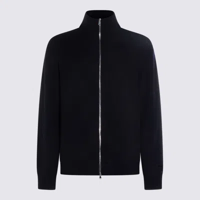 Seven Gauge Dark Blue Wool Knitwear In Black