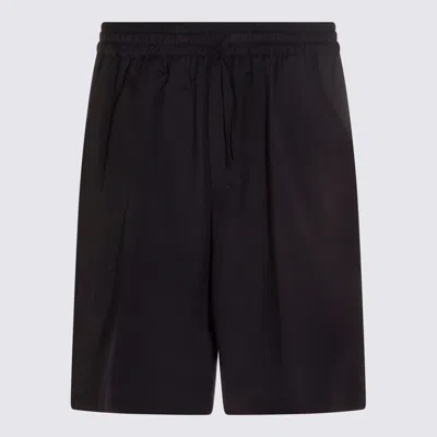 Seven Gauge Dark Navy Virgin Wool Shorts In Black