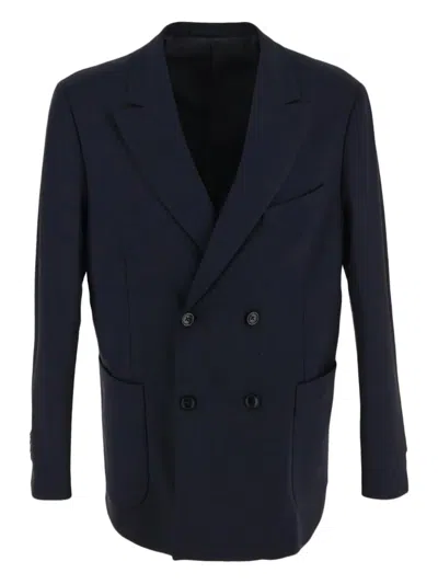 Seven Gauge Double-breasted Blazer In Blue