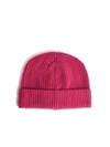 Seven Gauge Fuchsia Wool Beanie In Pink