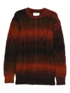 Seven Gauge Gradient-effect Cable-knit Jumper In Orange