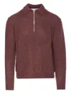 Seven Gauge Half-zip High-neck Polo Shirt In Burgundy