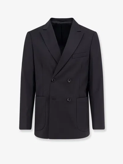 Seven Gauge Light Wool Blazer In Black