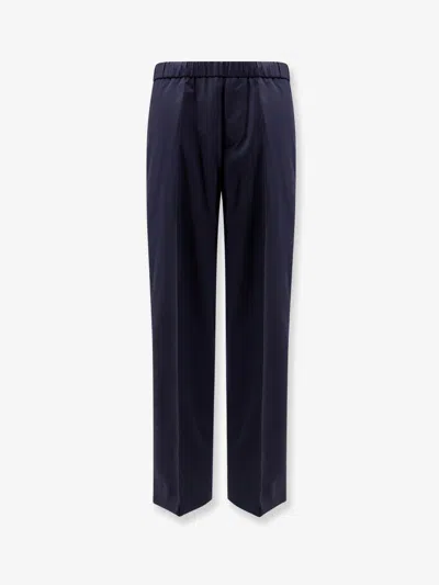 Seven Gauge Light Wool Trousers In Blue