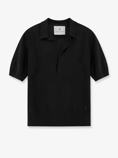 Seven Gauge Lyocell Polo Shirt In Black
