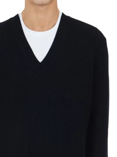 Seven Gauge Maglia Costa Inglese Scollo V In Black