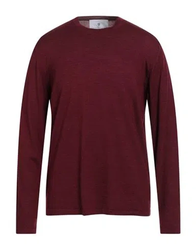 Seven Gauge Man Sweater Garnet Size 6 Wool, Silk In Red