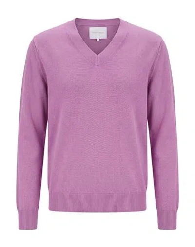 Seven Gauge Man Sweater Mauve Size 4 Cotton In Purple