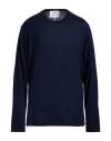 Seven Gauge Man Sweater Midnight Blue Size 6 Wool, Silk In Blue