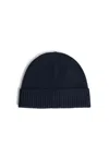 Seven Gauge Black Wool Beanie In Blue