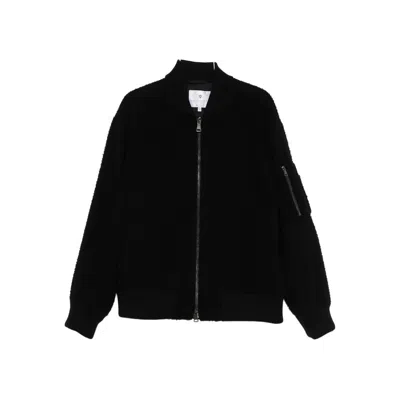 Seven Gauge Wool Bomber Jacket In Black