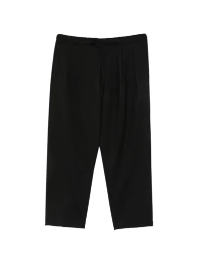 Seven Gauge Pleated Belted Trousers In Black