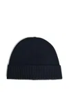 Seven Gauge Ribbed Knit Beanie In Black