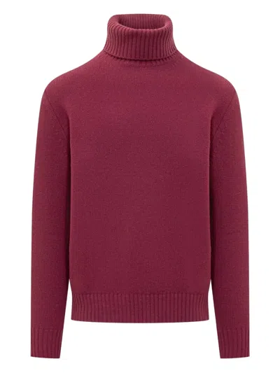 Seven Gauge Roll-neck Sweater In Rot