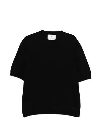 Seven Gauge Short-sleeve Cotton T-shirt In Black