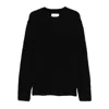 Seven Gauge Textured Black Crewneck Sweater With Relaxed Fit In Black
