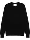 Seven Gauge Textured Black Crewneck Sweater With Relaxed Fit In Black