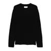 Seven Gauge Textured Black Crewneck Sweater With Relaxed Fit In Black