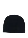 Seven Gauge Wool Beanie Hat In Black