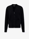 Seven Gauge Wool Cardigan In Black