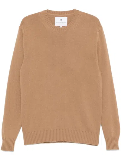 Seven Gauge Wool Crew-neck Jumper In Brown
