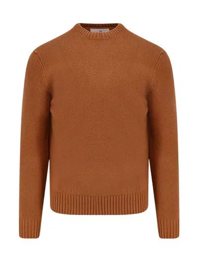 Seven Gauge Wool Crewneck Sweater In Brown